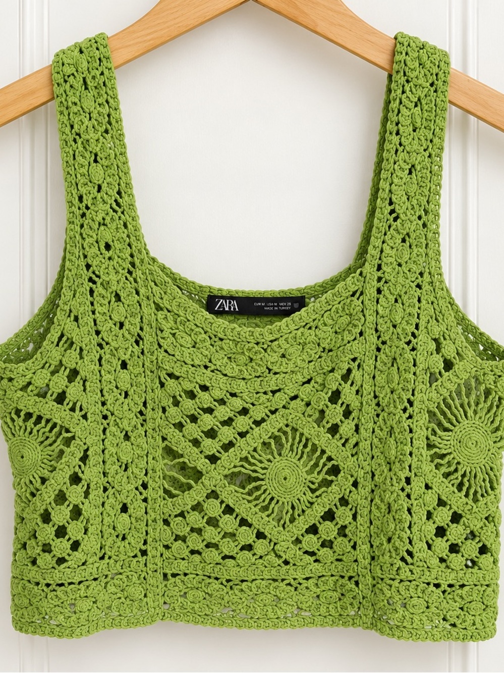Zara Lime Green Crochet Tank Crop Top